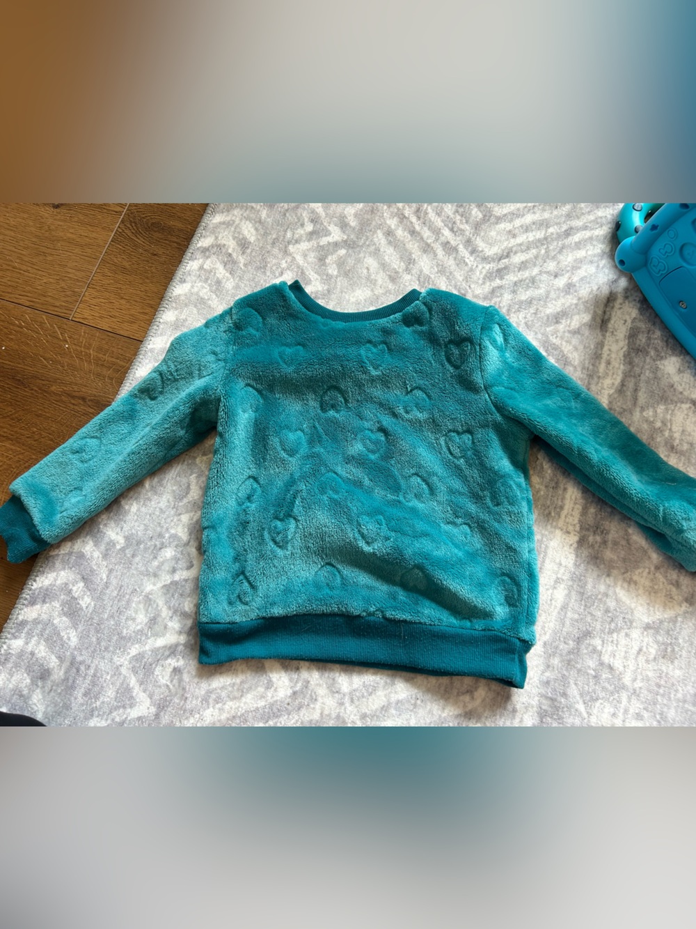 George Plush Heart-Pattern Sweater in Teal